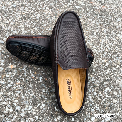 Premium Genuine Leather Diamond Dice Half Shoe for men - Chocolate - LM-02
