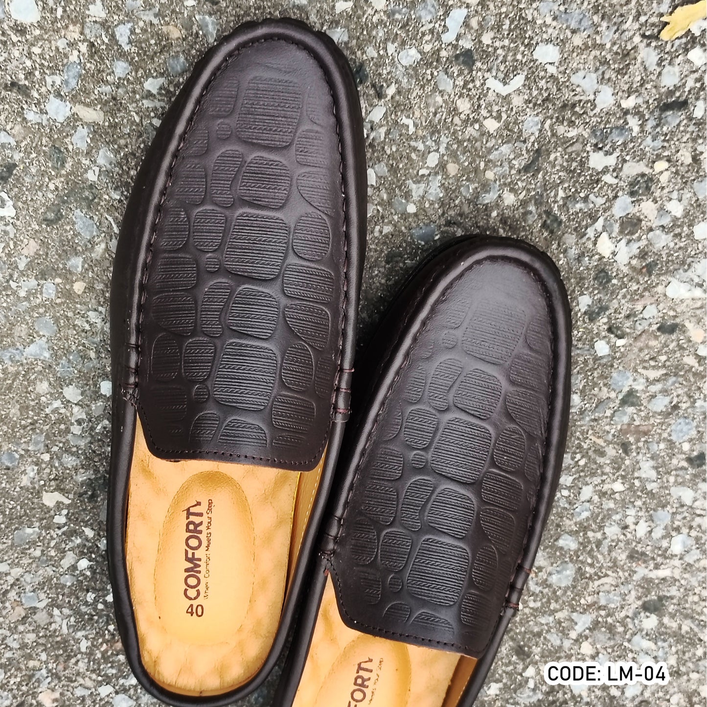 Premium Genuine Leather Diamond Dice Half Shoe for men - Chocolate - LM-04
